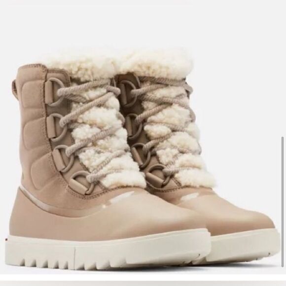 Sorel Joan of Arctic Next Lite taupe tan fur lined wedge waterproof snowboot 7.5 - Picture 3 of 12